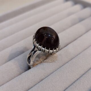 Natural Black Agate Ring - Heavy & Durable 925 Silver Black Aqeeq Ring