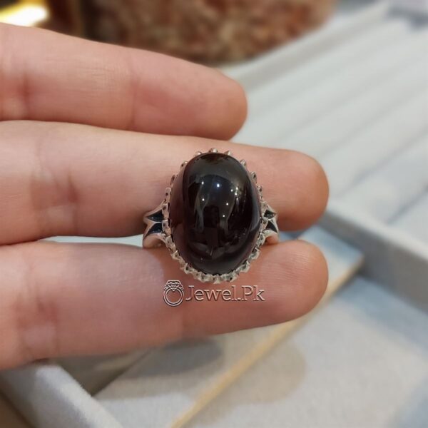 Red Brown Aqeeq ring in pure silver 925 Irani Aqeeq ring 2