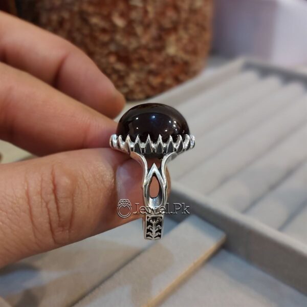 Red Brown Aqeeq ring in pure silver 925 Irani Aqeeq ring 3
