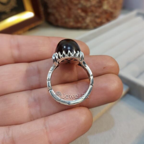 Red Brown Aqeeq ring in pure silver 925 Irani Aqeeq ring 4
