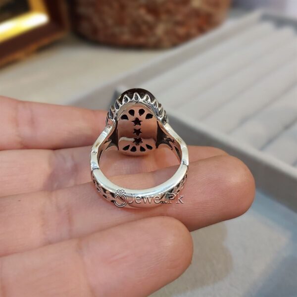 Red Brown Aqeeq ring in pure silver 925 Irani Aqeeq ring 5