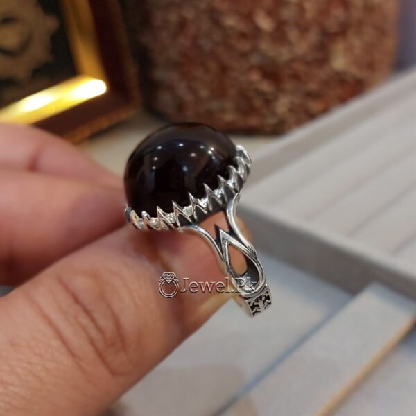 Red Brown Aqeeq ring in pure silver 925 Irani Aqeeq ring 7