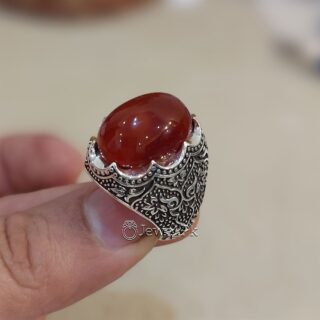 Natural Red Aqeeq Ring 925 Silver Brown Agate Durable Chaandi Ring