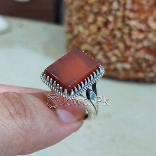 Natural Red Aqeeq Ring 925 Silver Brown Agate Durable Chaandi Ring