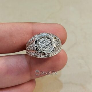 Luxury Italian Gentlemen Ring - 925 Silver Chandi - Micro Zircons