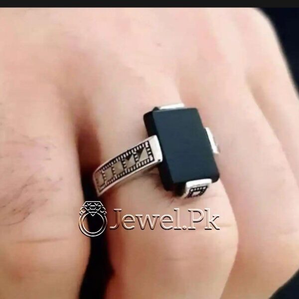 Turkish Ring - Black Aqeeq - Silver 925 (Chandi)