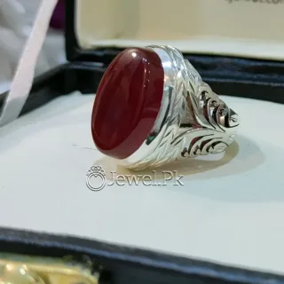 Natural Red Aqeeq Ring 925 Silver Brown Agate Durable Chaandi Ring