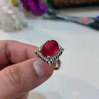 Natural Aqeeq Chaandi Ring - 925 Italian Silver Brown Agate ladies ring