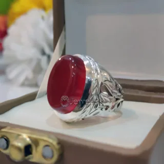 Natural Red Aqeeq Ring 925 Silver Brown Agate Durable Chaandi Ring