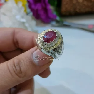 Natural Ruby Ring 925 Silver Chandi - African Ruby Ring