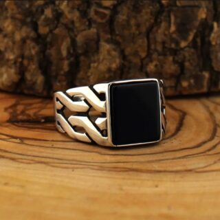 Turkish Ring - Black Beauty - Silver 925 (Chandi) Aqeeq (Onyx Stone)