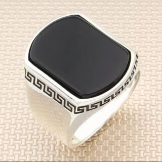 Turkish Ring Black aqeeq Black Onyx Stone