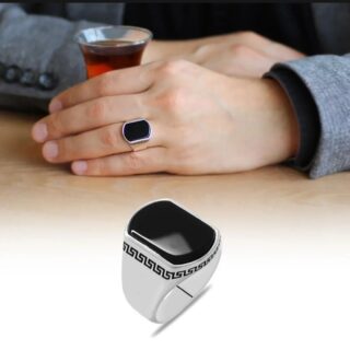 Turkish Ring Black aqeeq Black Onyx Stone