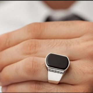 Turkish Ring Black aqeeq Black Onyx Stone