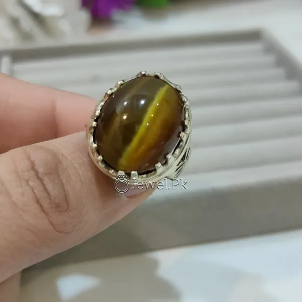 Cats Eye Stone Ring 925 Silver (Chandi)