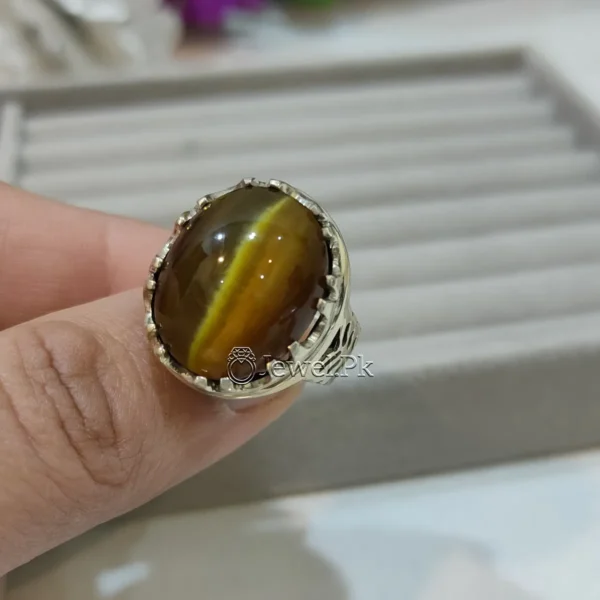 Tiger Stone Ring Tiger Eye Real Silver 925 Ring 3