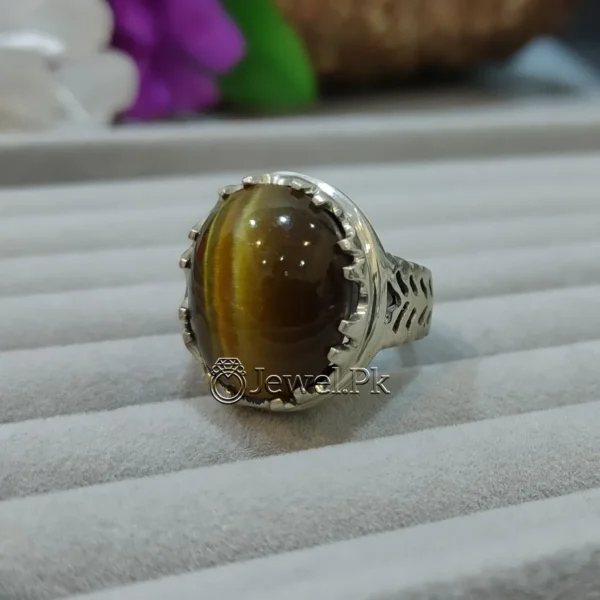 Tiger Stone Ring Tiger Eye Real Silver 925 Ring 5