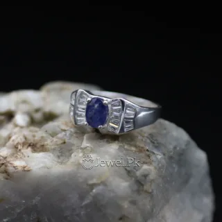 Blue Sapphire Ring 925 Italian Silver - Lab Certified