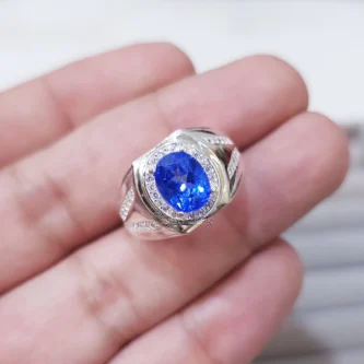 Blue Topaz Natural - Lab Certified - 925 Italian Silver Ring