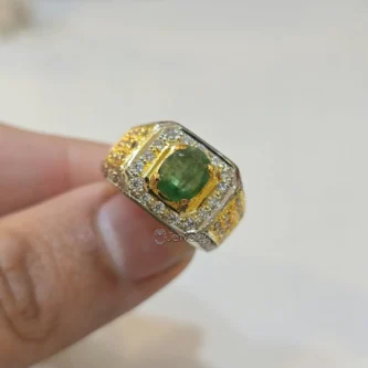 Emerald Zambian Natural - 925 Silver Ring Luxury - Lab Certified