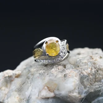 Natural Yellow Sapphire (Pukhraj) Stone Ring 925 Silver