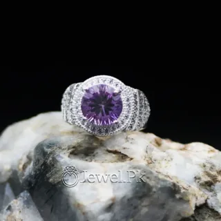 Natural Amethyst Gemstone Ring - 925 Pure Silver
