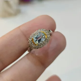 Women Rings Natural Aquamarine + Aqua rings silver 925 Ladies