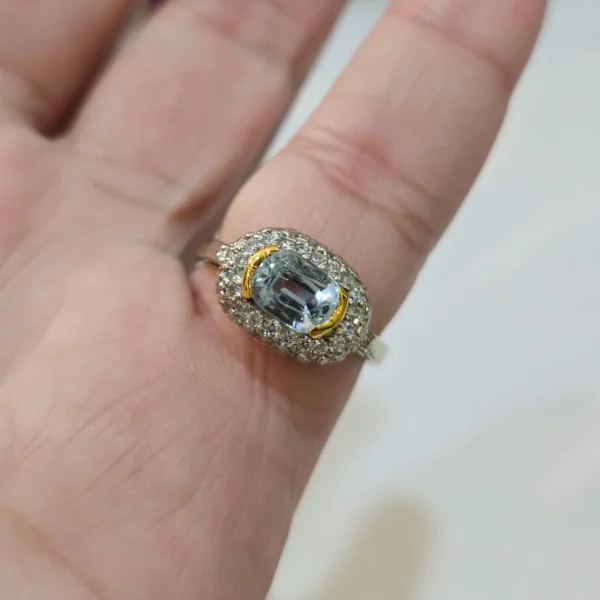 Women Rings Natural Aquamarine + Aqua rings silver 925 Ladies