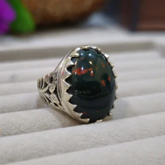 Natural Blood Stone Ring Pure Silver