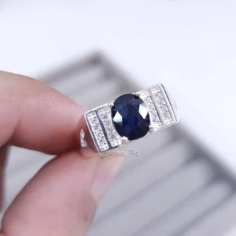 Blue Sapphire Premium Ring 925 Silver - Lab Certified