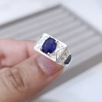 Blue Sapphire Premium Ring 925 Silver - Lab Certified