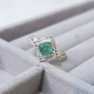 Emerald Natural Lab Certified Ring for Women 925 Silver Ring Luxury