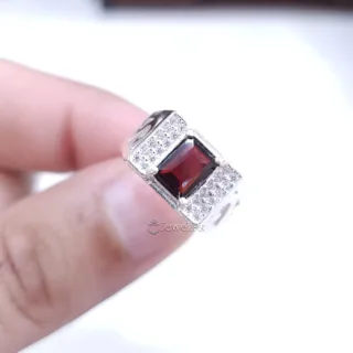 Natural Garnet Gemstone Ring 925 Silver - Lab Certified