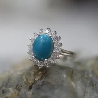 Irani Feroza Ring 925 Silver (Chandi)- Natural Turquoise