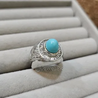 Natural Turquoise ring Nishaburi Feroza stone ring in pure silver 925 for men women 4