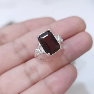 Natural Rhodolite Garnet Gemstone Ring 925 Silver - Lab Certified