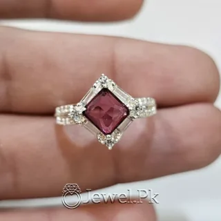 Natural Rhodolite Garnet Gemstone Ring 925 Silver - Lab Certified