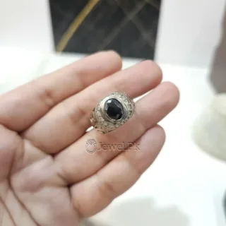 Luxury Italian Gentlemen Ring - 925 Silver Chandi - Micro Zircons