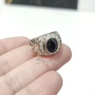 Black Zircon Luxury Italian Women Ring - 925 Silver Chandi