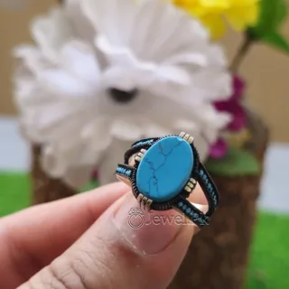 Turkish Ring Turquoise in 925 Silver (Chandi)