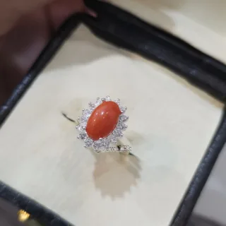 Marjaan Ring - Natural Coral 925 Silver (Chandi) Ring