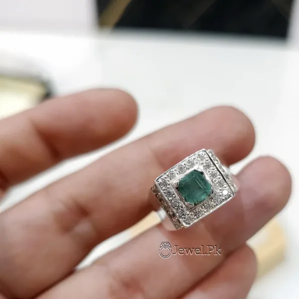 NAtural Emerald gemstone ring silver 925 italian silver men ring 4 e1748994177173