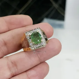 Natural Emerald Horizon: Sterling Silver Ring with Earth’s Gem