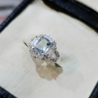 Natural Aquamarine Gemstone Women Ring 925 Silver - Lab Certified