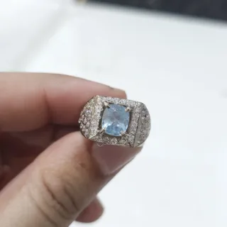 Natural Aquamarine Gemstone Ring 925 Silver - Lab Certified