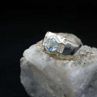 Natural Aquamarine Gemstone Ring 925 Silver - Certified