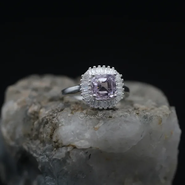 Natural Kunzite stone pure silver 925 ring 6