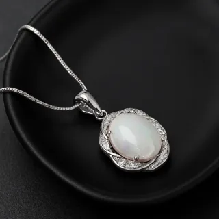 Natural White opal Pendant locket for women opal silver necklace for girls 3
