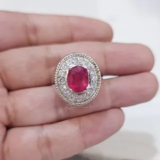 Natural Ruby in Silver - Italian Silver 925 Ring
