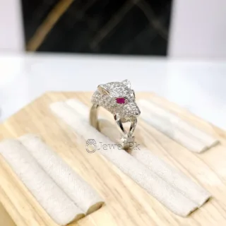 Leopard Style Italian Women Ring - 925 Silver Chandi